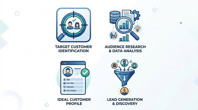 Target customer identification audience research and data analysis for lead generation