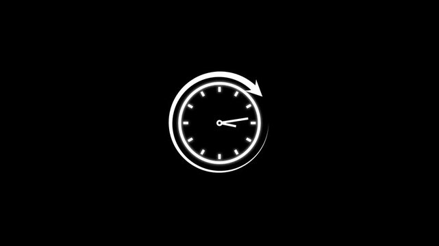 Minimalist clock animation with rotating arrow, time passing concept for business and productivity projects