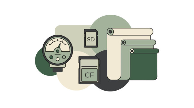 Minimal vector illustration of photography gear and backdrops