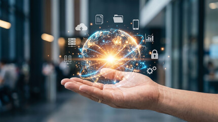 Fototapeta premium Global data exchange and digital connectivity concept