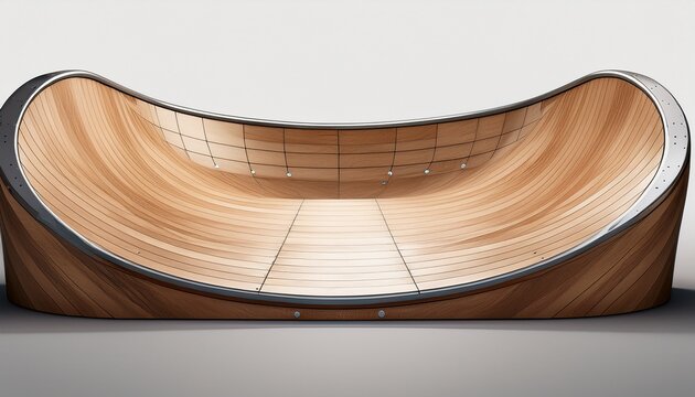 skateboard ramp mockup wooden structure with blank decal zones isolated