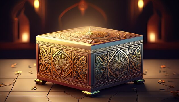 islamic charity zakat box 3d donation concept