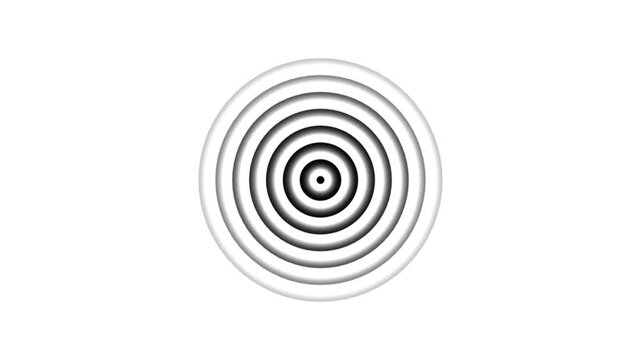 Concentric circles of light and shadow creating a ripple or wave effect on a stark black background abstract