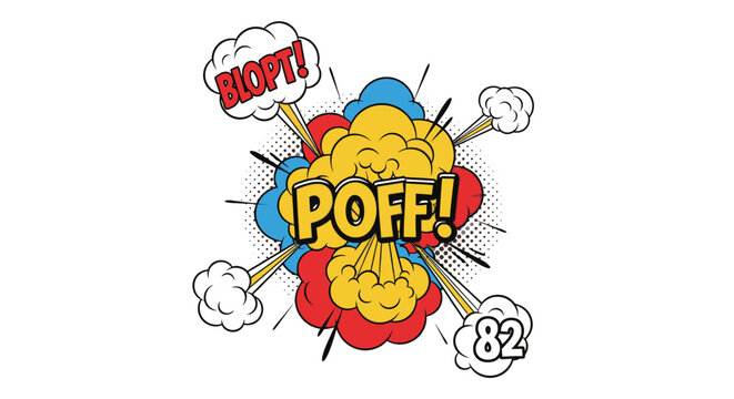 Comic explosion effect with POFF and BOOP text