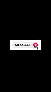 5 Vertical Message Button Animations - Multi Style - Alpha Channel 4K. Features modern messaging call-to-action designs with paper plane icons and button variations.