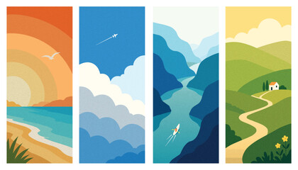 Minimalist Travel Landscape Poster Set © MdWahidurRahman