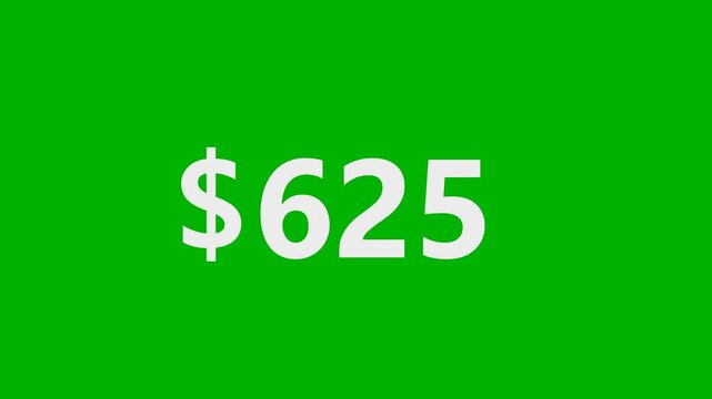 A large green banner displays a white dollar sign and the number 625 prominently.