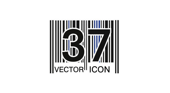 Barcode Number 37 Vector Icon Isolated on White Background