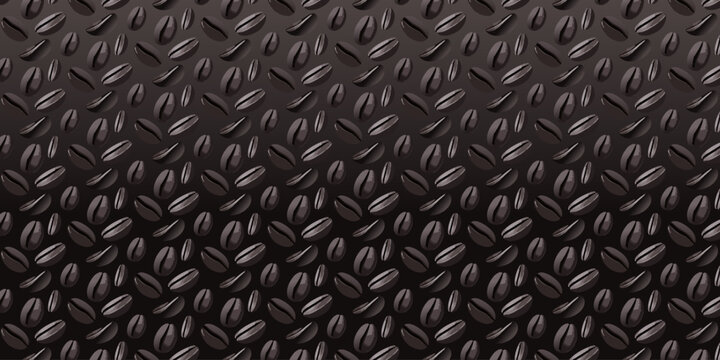 Seamless Dark Roasted Coffee Beans Texture Pattern Background for Cafe and Beverage Design