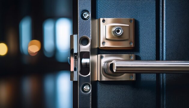 metal door lock close up detailed view of secure door mechanism metal door lock detailed view of secure door mechanism