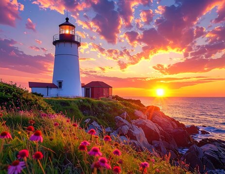 Lighthouse sunset.