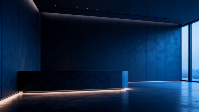 Modern data protection atmosphere of blue grey reflective floor glass parti