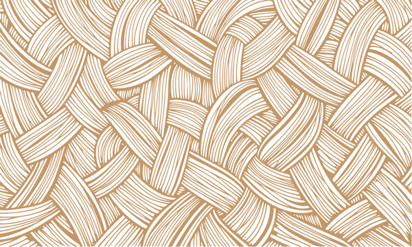 Abstract woven texture pattern with interlaced beige lines on a white background