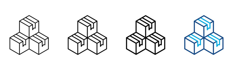 Obraz premium Box Icon Different Style Outline Collection Set Vector Illustration