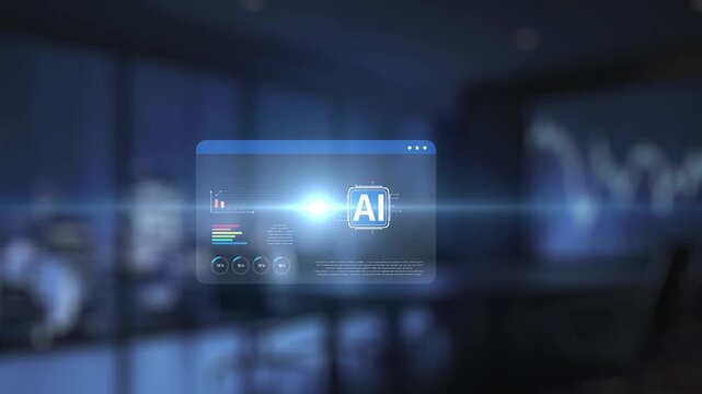 A robotic hand is poised to connect with a colorful triangle symbol representing artificial intelligence, set against a sleek, modern office background. Synapse