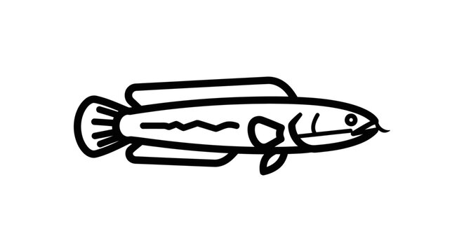 Simple Line Drawing of a Fish, Minimalist Icon, Clean Vector Illustration