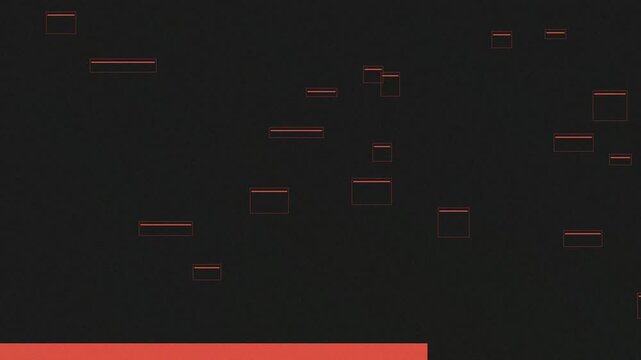 Abstract dark background featuring dynamic glitch digital rectanglar shapes in motion loop.