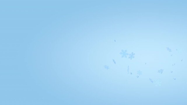 Ice flakes, ice cubes, and small ice fragments flow in streams against a blue background. alpha channel in the end clip. 