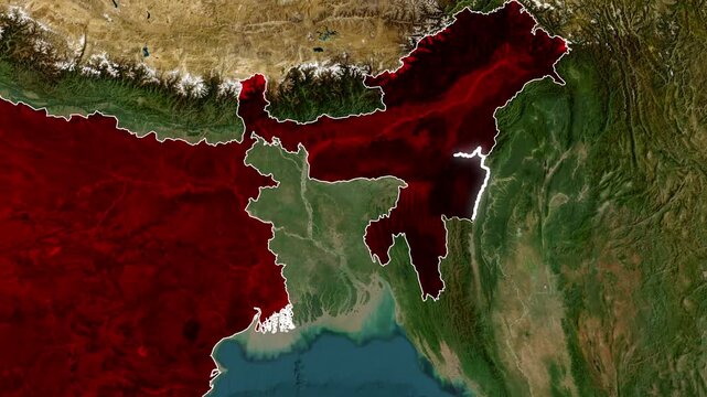 Animated Manipur State Map with Border Highlight Geographic Location Display Satellite Terrain Background and Regional Cartography Visualization for India Projects