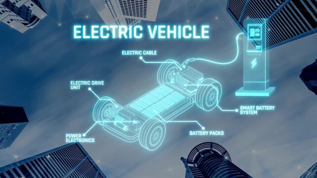 Structure of electric car showing battery system, traction motor, control units, and charging station for understanding EV functionality and energy flow Marrow