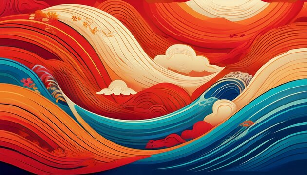 background design for asian american and pacific islander heritage month showcasing vibrant colors and wave motifs