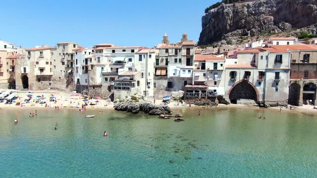 Cefal&ugrave;, Sicily, Italy, aerial drone video