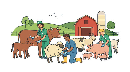Fototapeta premium People Working With Farm Animals Daily.