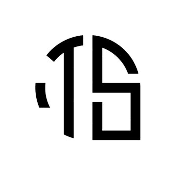 Black and white geometric monogram letter TS transparent PNG logo for modern tech brand