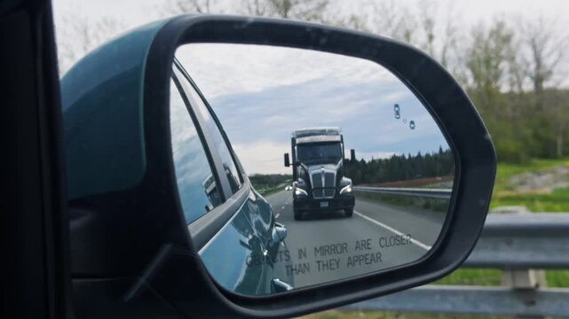 Experience the rush as a silver fuel tanker truck speeds down a straight freeway surrounded by Nova Scotia's vibrant green forests. Feel the thrill of the open road