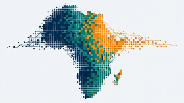 modern african artificial intelligence council logo with digital continent mosaic