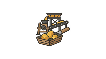 Wooden basket with golden nuggets inside. © Kelik