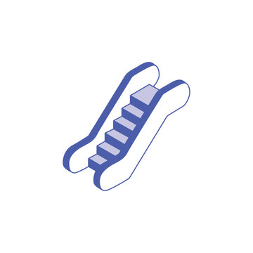 Isometric escalator icon for urban navigation and commercial design