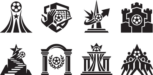 Fototapeta premium Soccer and football logo design elements set