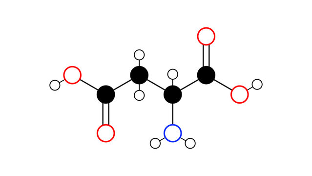 d-aspartic acid molecule, structural chemical formula, ball-and-stick model, isolated image endocrine modulator agent