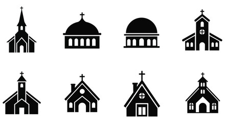 Church Silhouettes Collection Black Icons On White Background architecture building © JOHIRUL_STUDIO