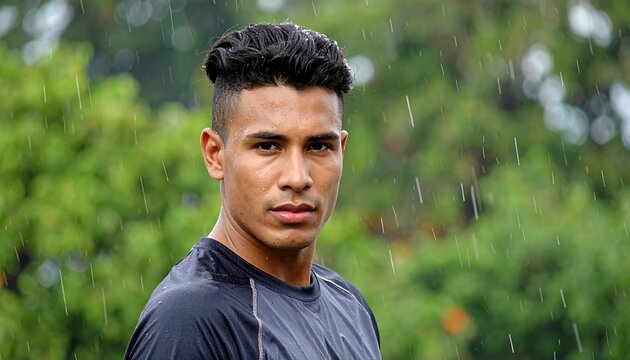 Man in Rain Outdoor.
