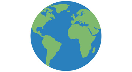 Fototapeta premium Flat vector illustration of the earth showing continents and oceans in blue and green