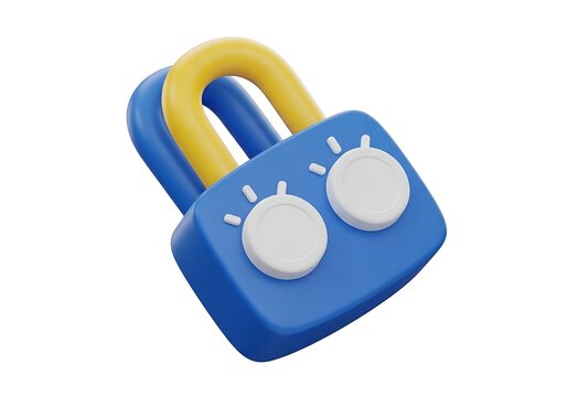 Blue padlock with thermostat knobs illustration