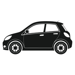 Fototapeta premium Black and white hatchback car silhouette illustration perfect for transport and automotive design.