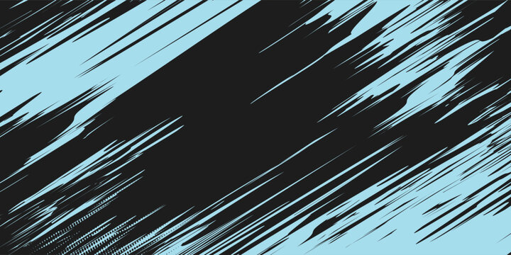 Abstract Sky Blue Dry Brush Streaks With Layered Grunge Texture Over Black Surface decorative background design eps10