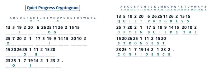 Fototapeta premium Quiet Progress Number Cryptogram Printable With Answer Key