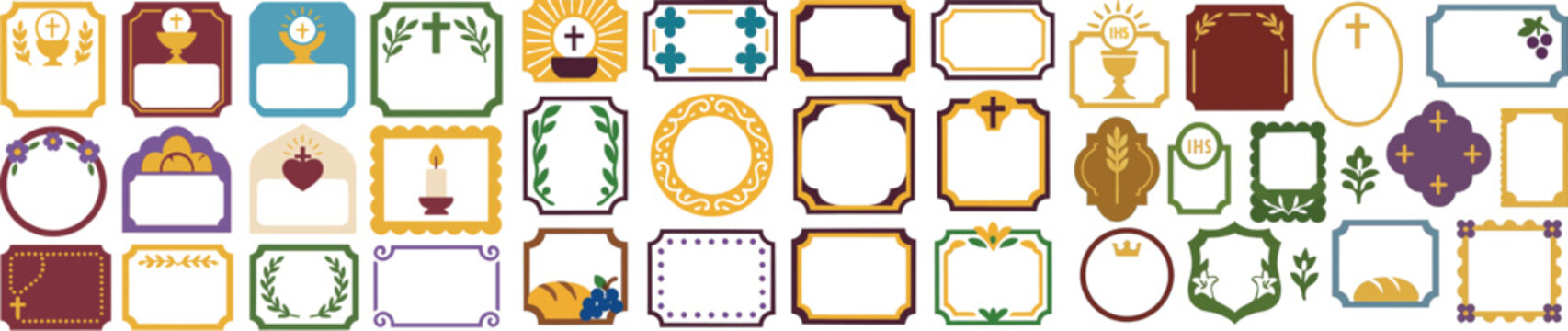 Corpus Christi Decorative Frame Collection Catholic Eucharist Border Vector Set