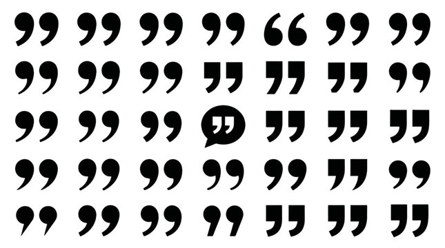 Black quotation marks and speech marks icon set collection