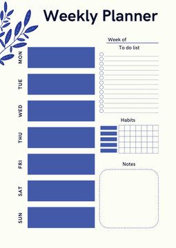  white and blue Weekly Planner Document A4.eps