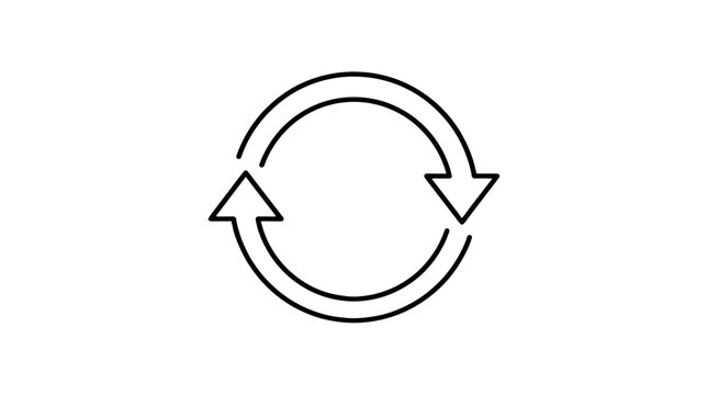 Thin line repeat icon with circular arrows isolated on white