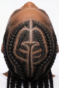 Cornrow Braid Pattern Top View Head Black Hair Art