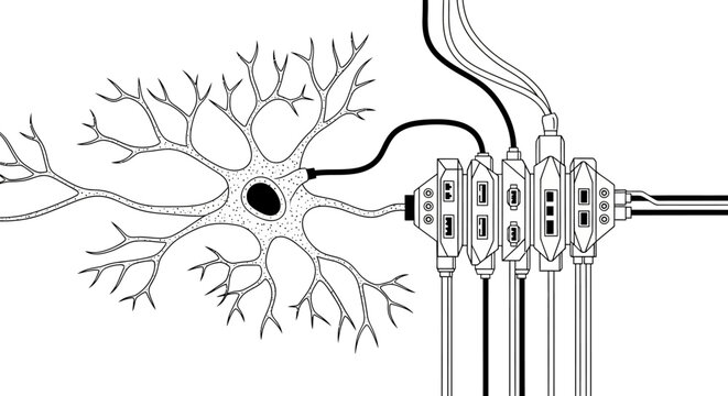 Neuron cell with dendrites and axon.