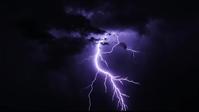 Electric storm with lightning bolt in dark clouds.