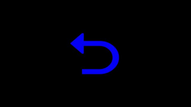 Blue colour undo icon black screen video 4k.