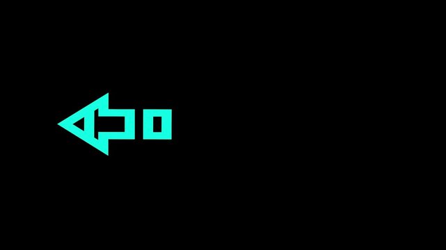 left arrow symbol 3d animation black background animation. 